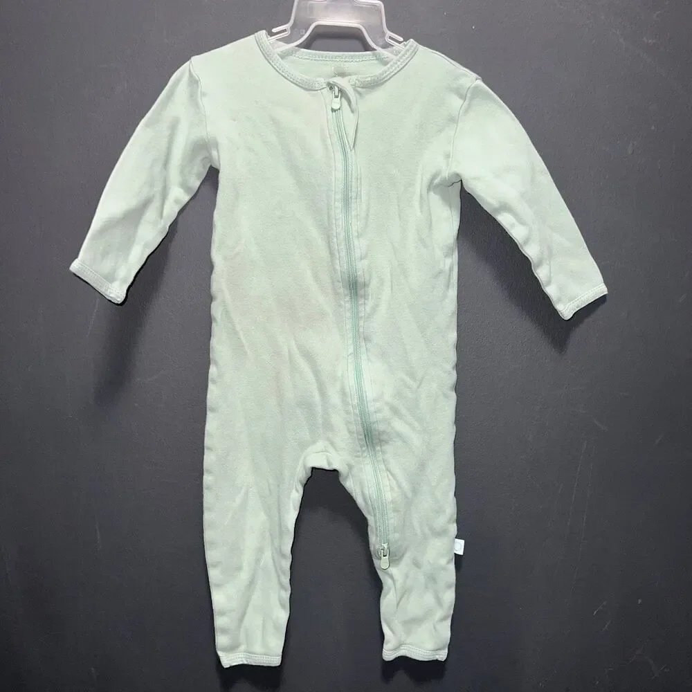 Dreamland Baby 6-12m Cotton Footless Zip Up Sleeper Pajamas Green